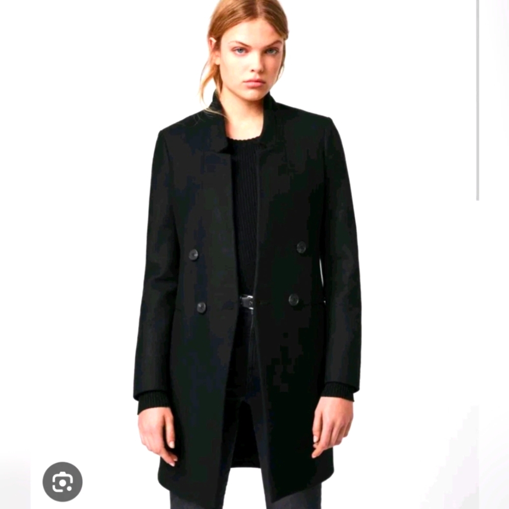 NWT All Saints Andrea Ink Blue Overcoat Women US 10 Wool Blend Italy Cloth $450